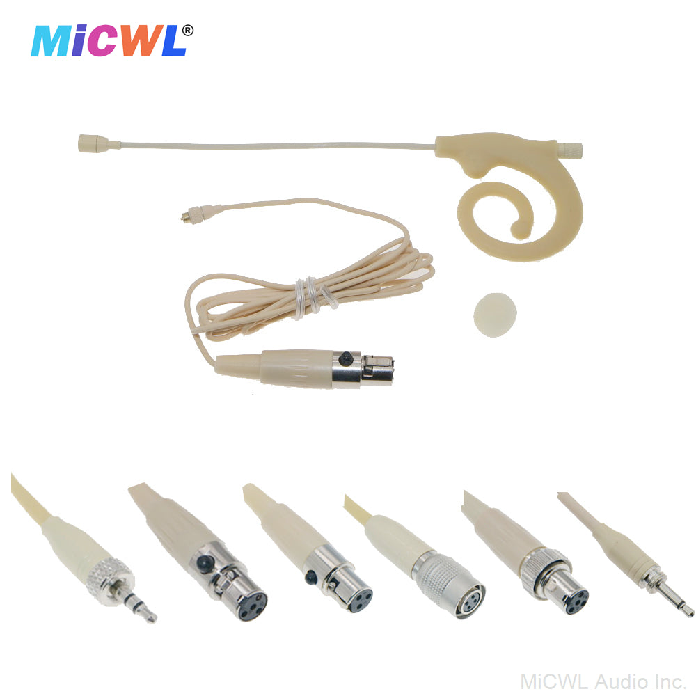 Beta-12 Snail Earset Headset Microphone For Sennheiser Shure AKG Audio-Technica MiPro Wireless BeltPack