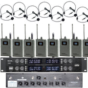 MiCWL D3800 8-Channel Wireless Headset Mic System with 8 Bodypacks Headset Microphone Kits