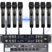 MiCWL D3800 8-Channel Wireless Handheld Microphone System - 1-to-8 Metal Mics