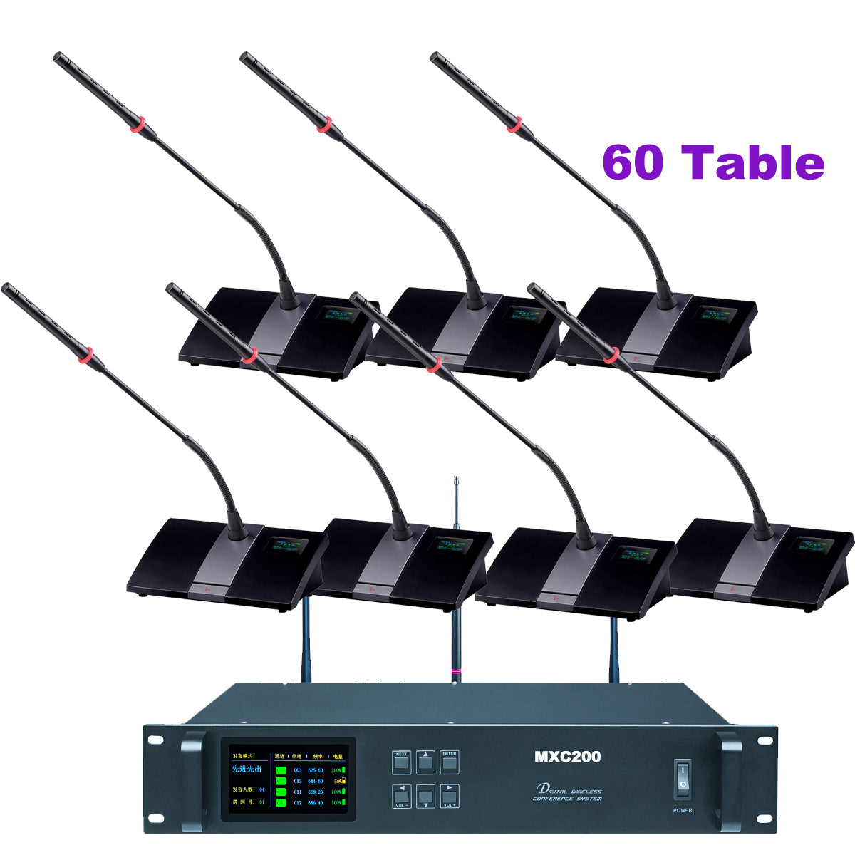 MiCWL MXC200 Digital Wireless Conference System with 60 Gooseneck Mics