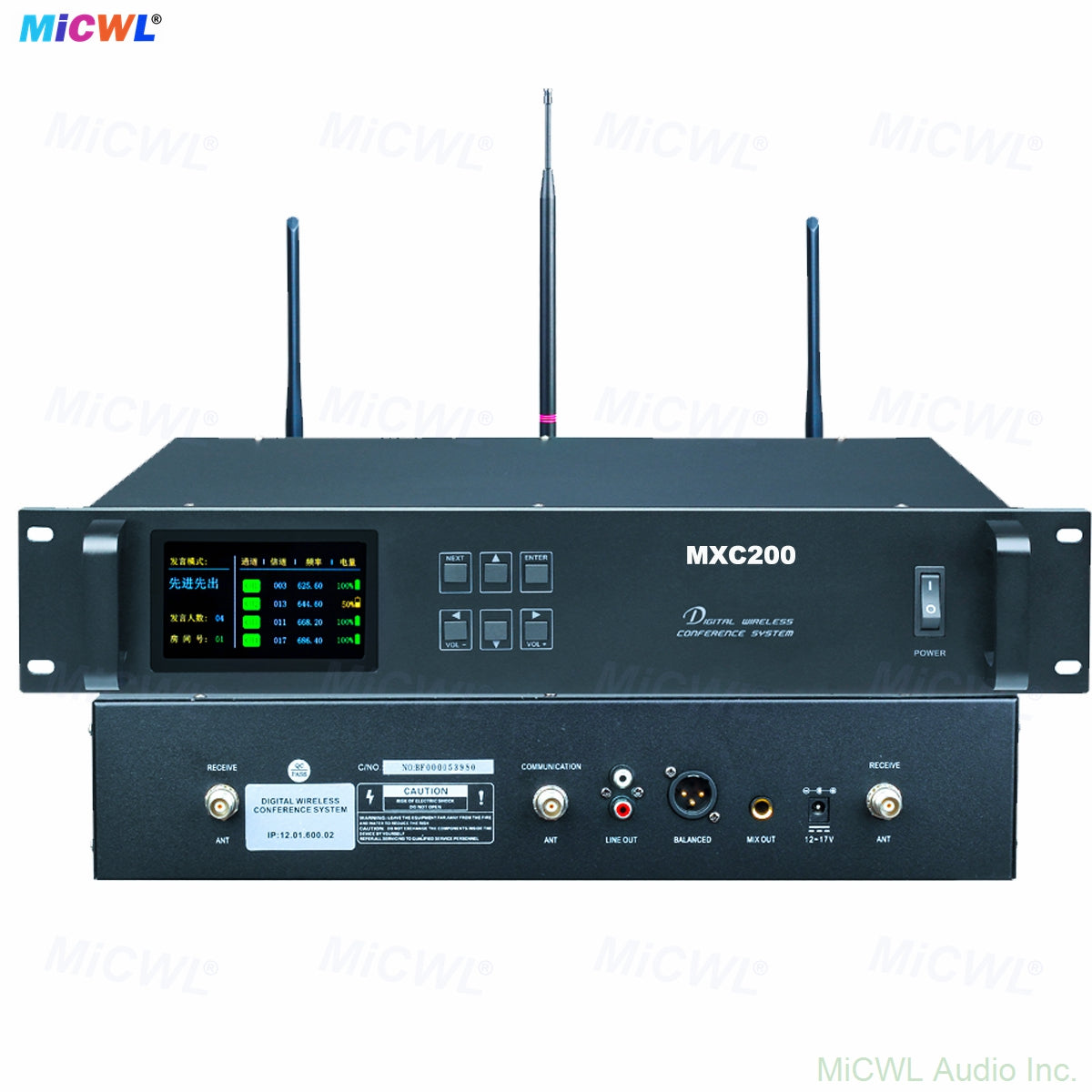 MiCWL MXC200 Digital Wireless Conference System with 20 Gooseneck Mics A103 1 Chairman + 19 Delegates