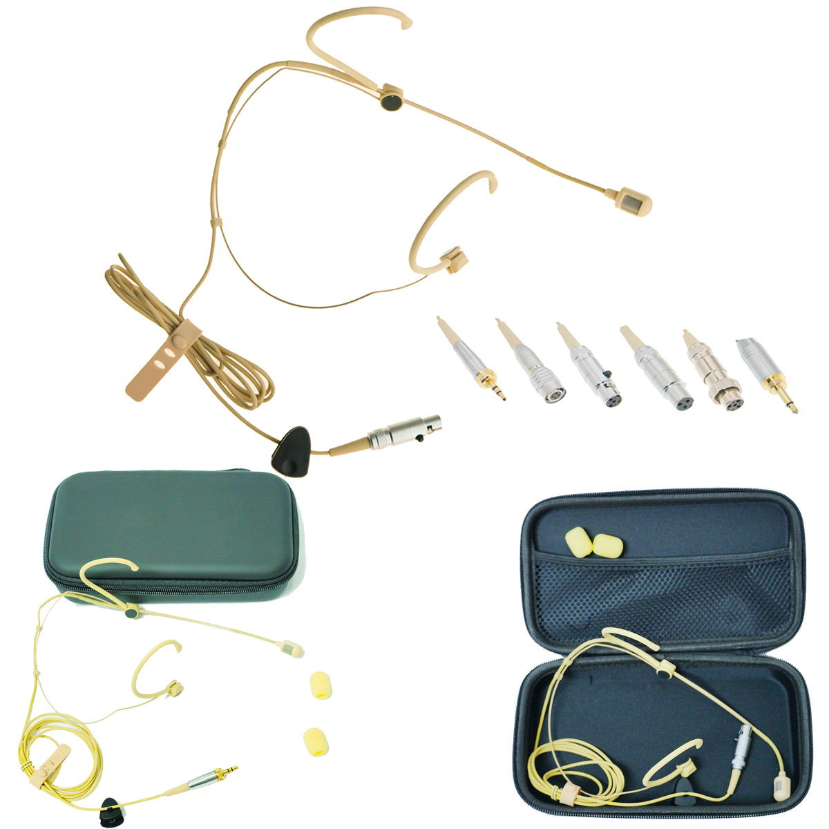 Beta-54 Beige Headset Microphone for Shure Sennheiser AKG Wireless Systems with Zipper Box Cardioid Core