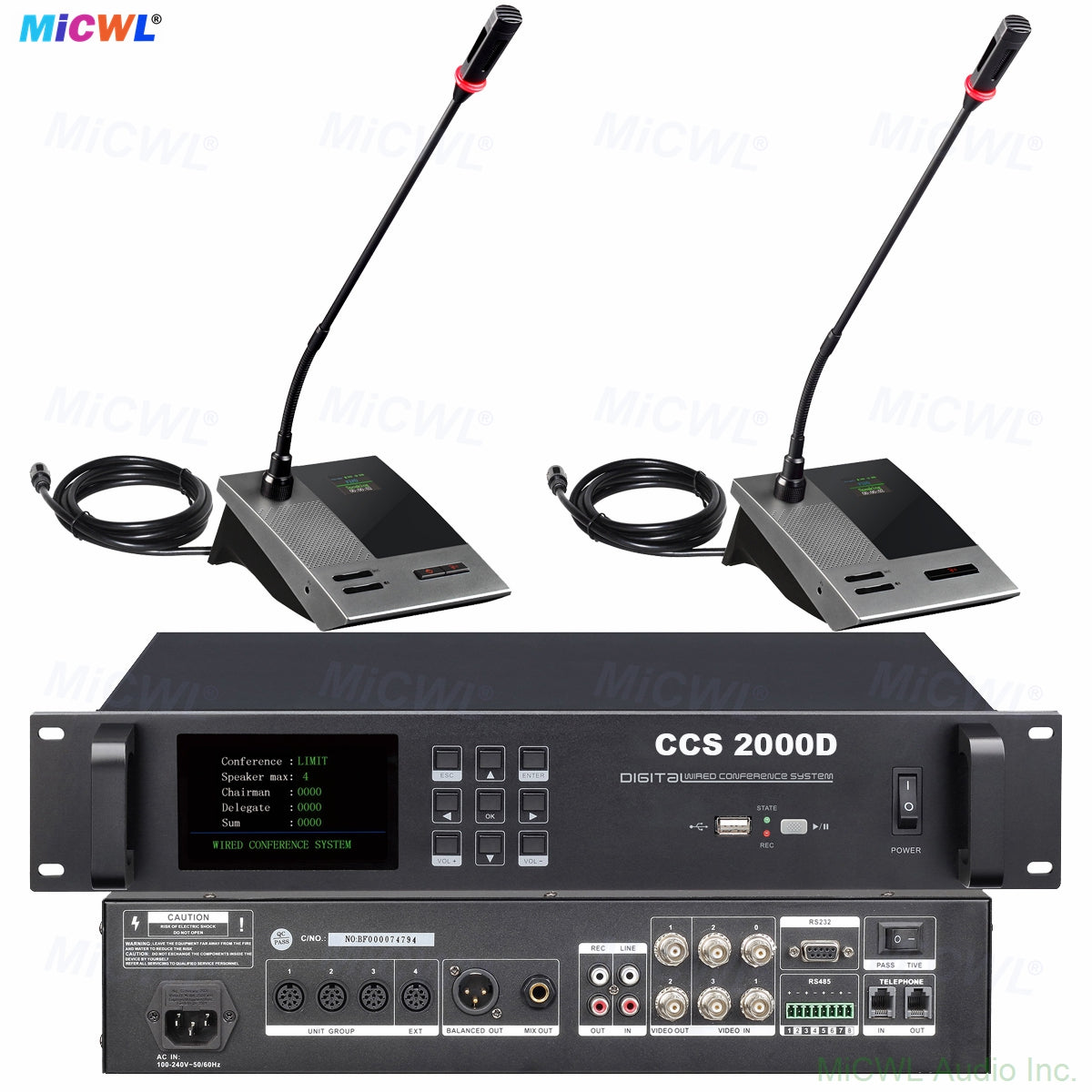 CCS-2000D Ultra Digital Wired Conference System Expandable to 300 Mics