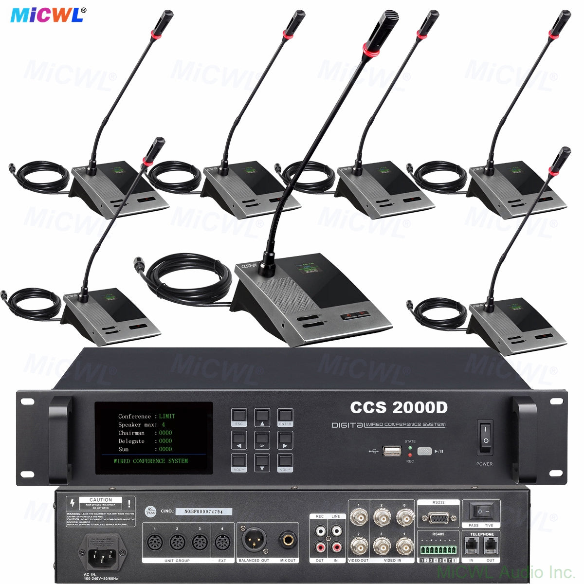 CCS-2000D Ultra Digital Wired Conference System Expandable to 300 Mics