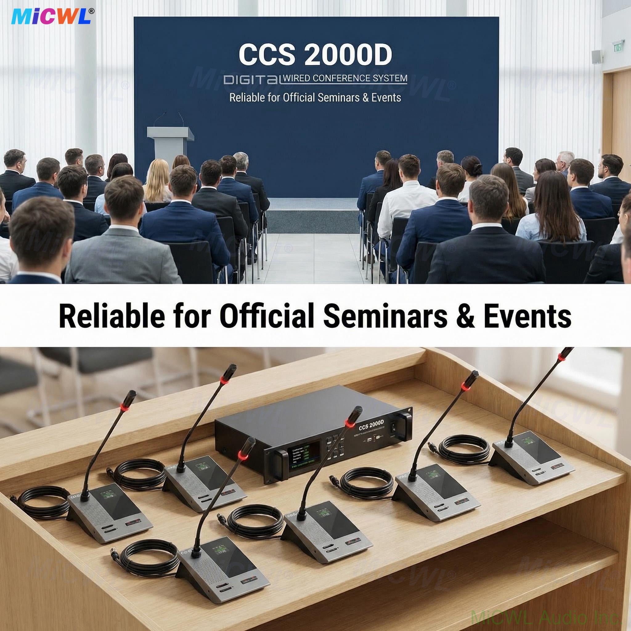 CCS-2000D Ultra Digital Wired Conference System Expandable to 300 Mics