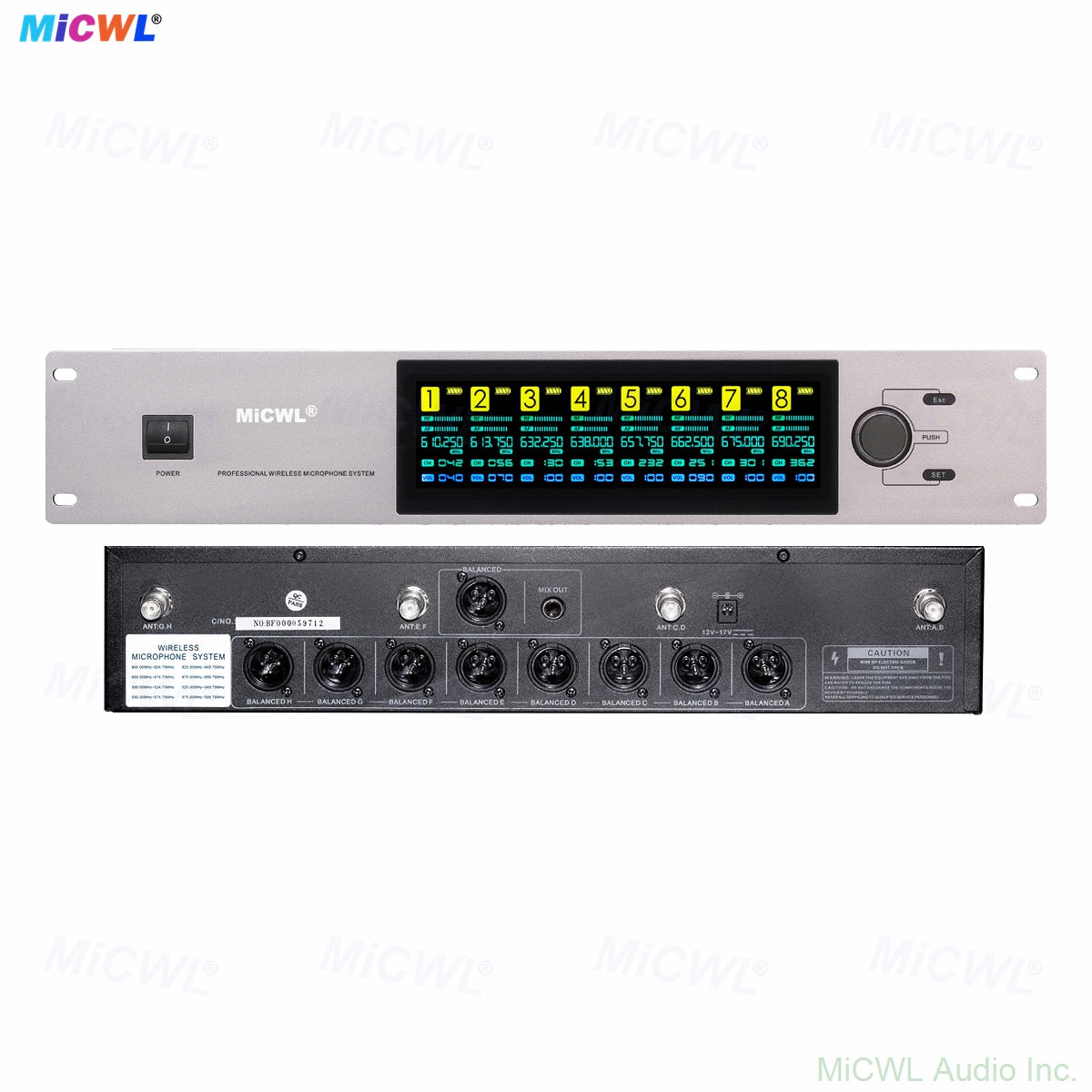 MiCWL High Quality 8 Desktop Conference Digital LED Wireless Microphone System 8 Goosenec 400 Channel Adjustable UHF Frequency