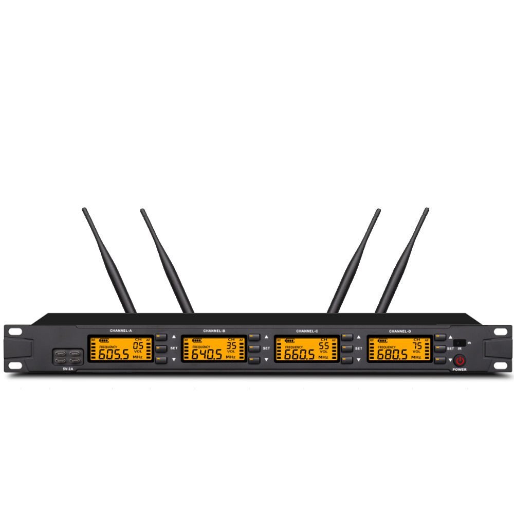 MiCWL W400 4-Channel UHF Wireless Microphone System 2 Handheld 2 Lavalier Kits