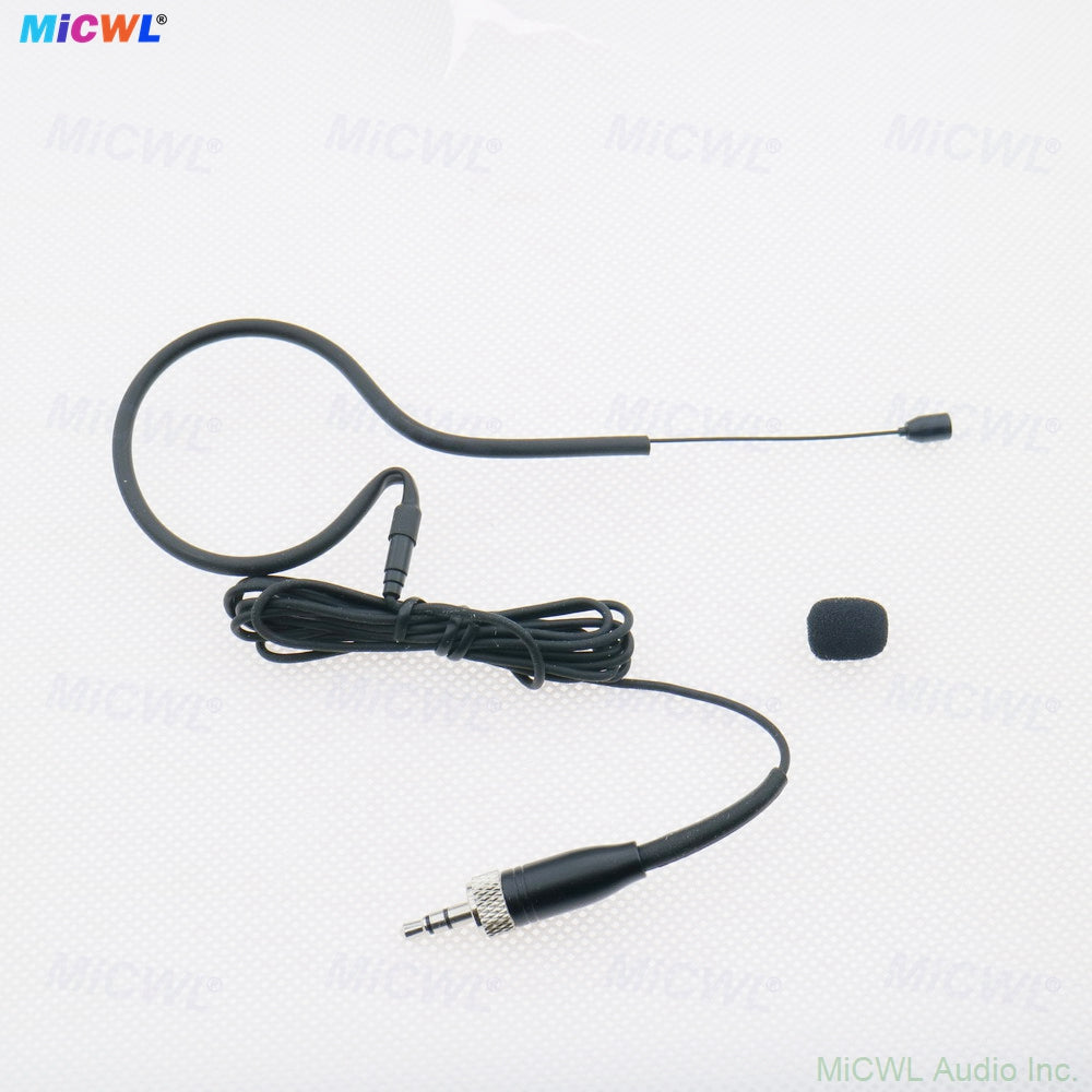 MiCWL HM200 Single Ear-Hook Headset Microphone for Sennheiser Wireless Bodypack Transmitter – 3.5mm Stereo Lock Black