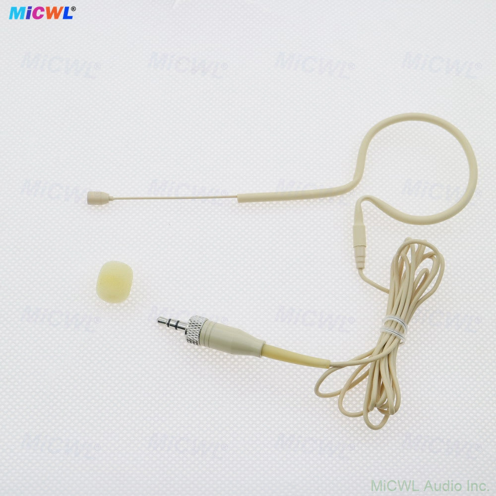 MiCWL HM200 Beige Single Ear-Hook Headset Microphone for Sennheiser Wireless Bodypack Transmitter – 3.5mm Stereo Lock
