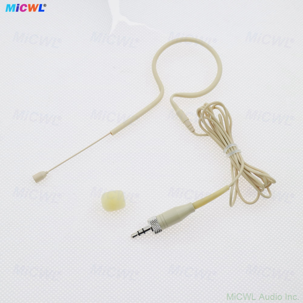 MiCWL HM200 Beige Single Ear-Hook Headset Microphone for Sennheiser Wireless Bodypack Transmitter – 3.5mm Stereo Lock