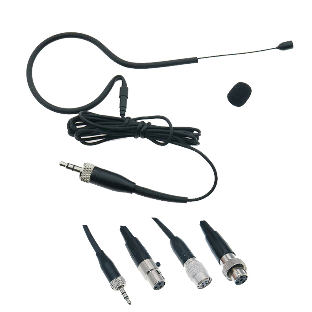 Pro MX153 Black Single Ear-Hook Headset Microphone for Sennheiser Shure AKG Samson MiPro Audio-Technica Wireless 6 Connector Options