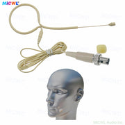MiCWL HM200 Beige Single Ear‑Hook Headset Microphone for MIPRO Wireless Bodypack Transmitter – Mini TA4F 4‑Pin Lock