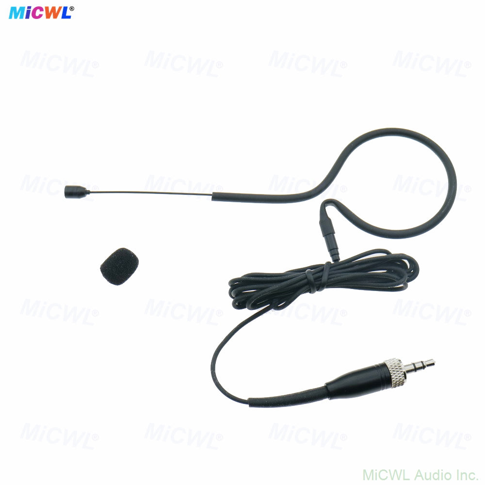 MiCWL HM200 Single Ear-Hook Headset Microphone for Sennheiser Wireless Bodypack Transmitter – 3.5mm Stereo Lock Black
