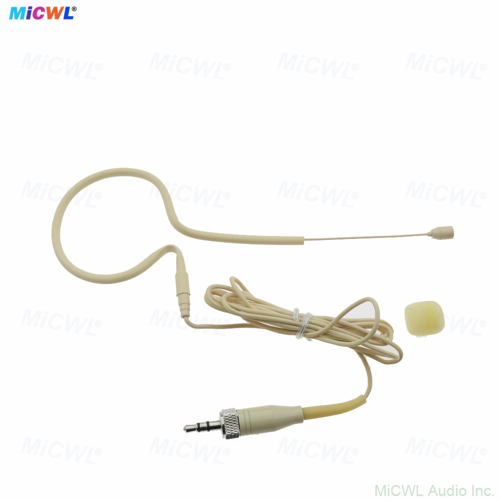 MiCWL HM200 Beige Single Ear-Hook Headset Microphone for Sennheiser Wireless Bodypack Transmitter – 3.5mm Stereo Lock