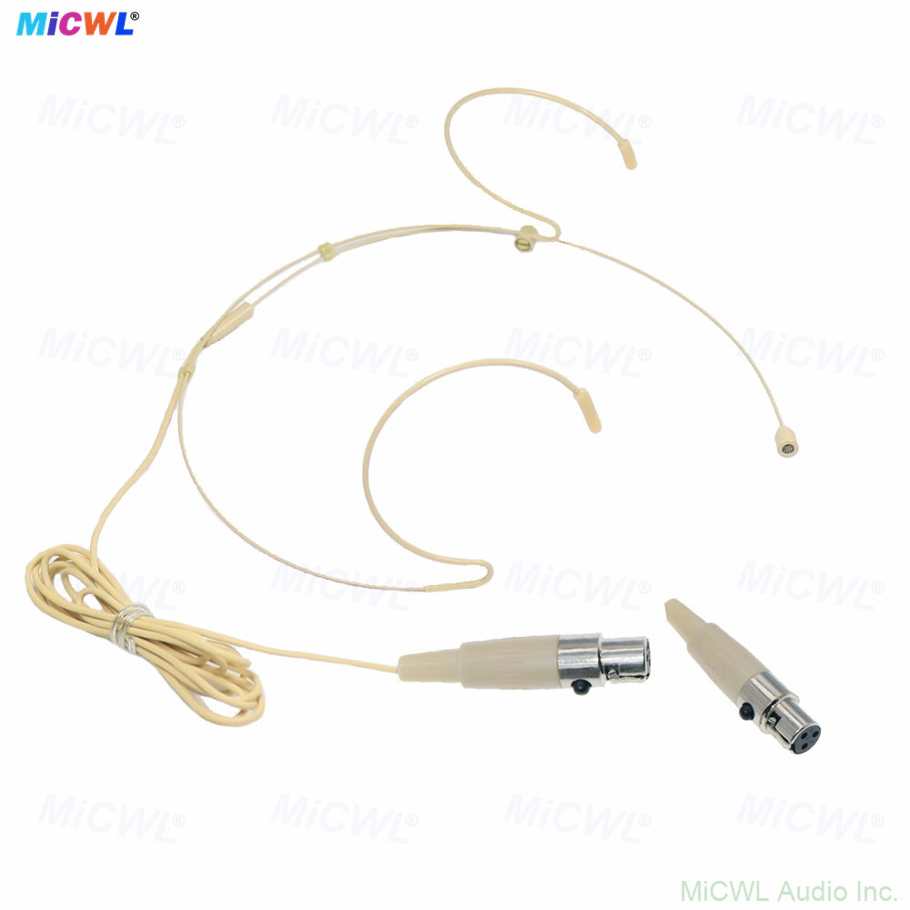 MiCWL B40 Beige Dual Ear-Hook Headset Microphone with 6 Connector Options for Sennheiser Shure AKG Samson MiPro Audio-Technica Wireless