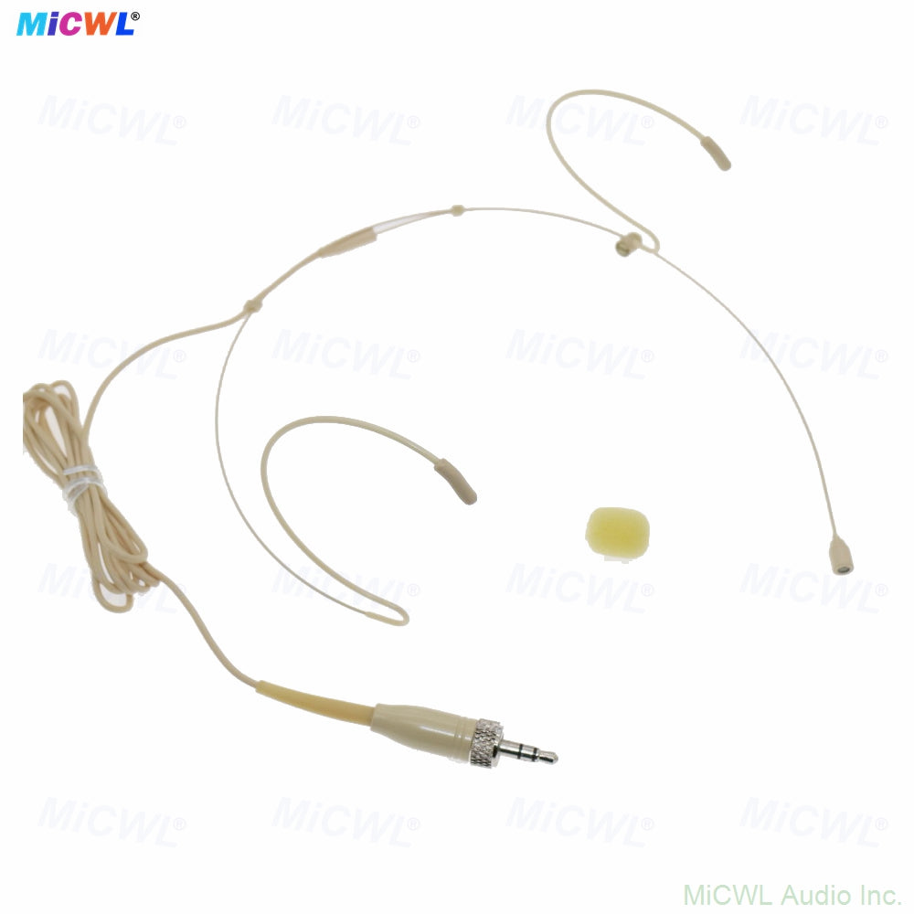MiCWL B40 Beige Dual Ear-Hook Headset Microphone with 6 Connector Options for Sennheiser Shure AKG Samson MiPro Audio-Technica Wireless