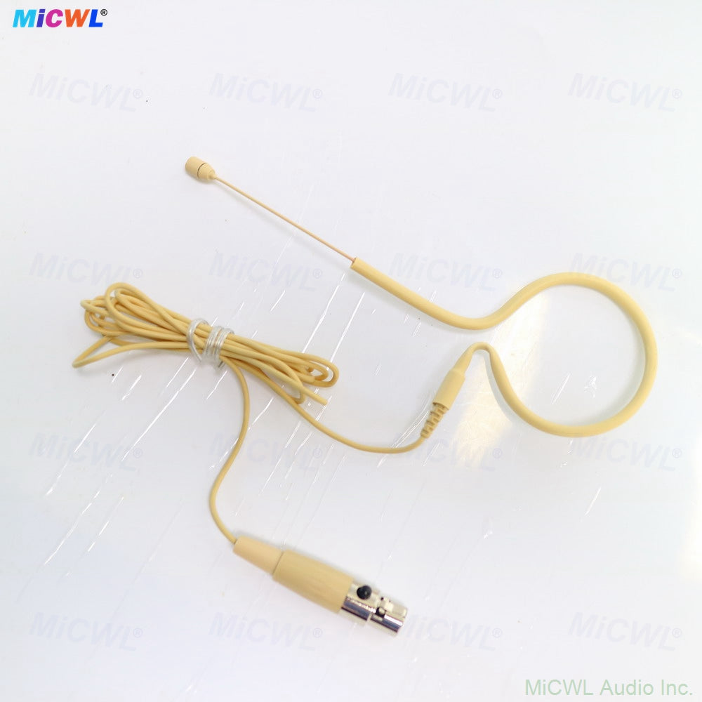 MiCWL HM200 Beige Single Ear‑Hook Headset Microphone for Shure Wireless Bodypack Transmitter – Mini TA4F 4‑Pin