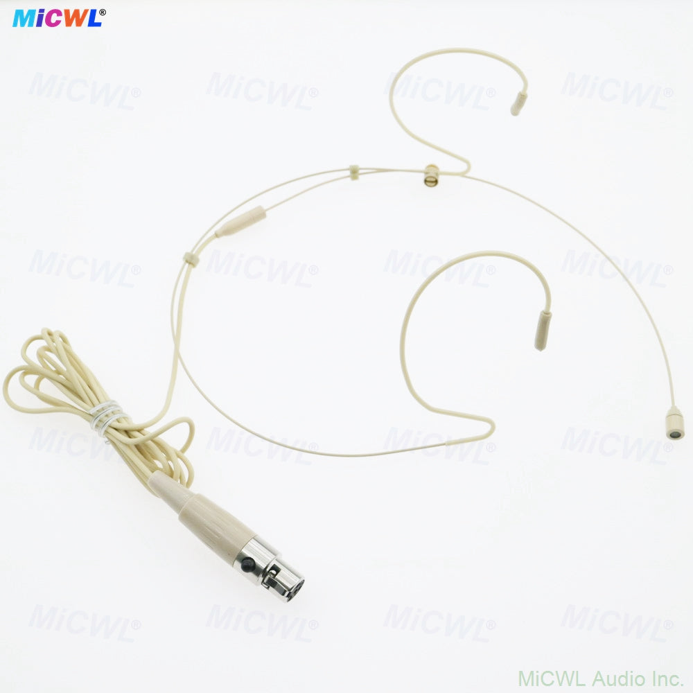 MiCWL B40 Beige Dual Ear-Hook Headset Microphone with 6 Connector Options for Sennheiser Shure AKG Samson MiPro Audio-Technica Wireless