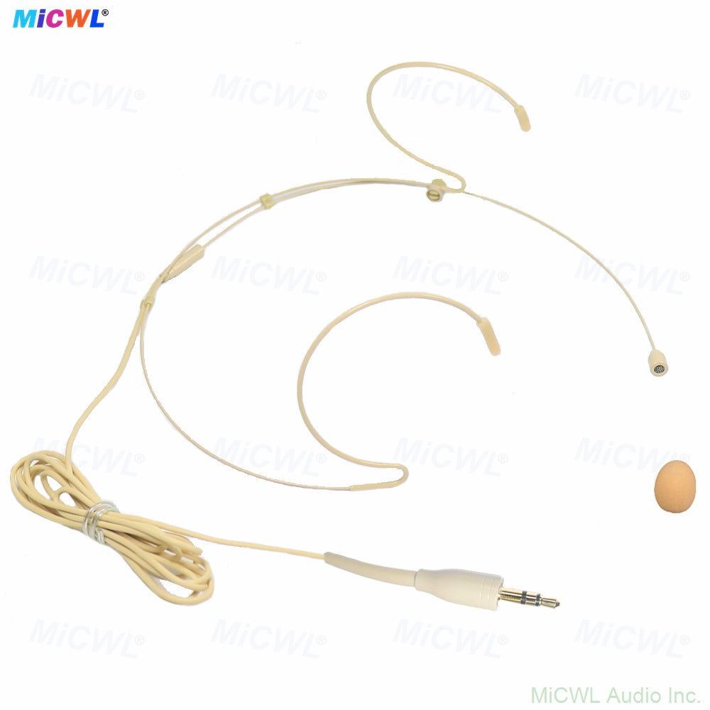 MiCWL B40 Beige Dual Ear-Hook Headset Microphone with 6 Connector Options for Sennheiser Shure AKG Samson MiPro Audio-Technica Wireless