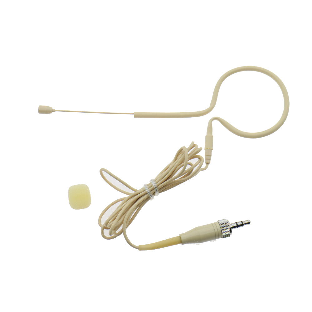 MiCWL HM200 Beige Single Ear-Hook Headset Microphone for Sennheiser Wireless Bodypack Transmitter – 3.5mm Stereo Lock