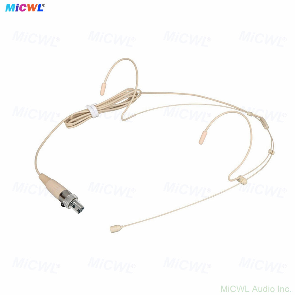MiCWL B40 Beige Dual Ear‑Hook Headset Microphone for MIPRO Wireless Bodypack Transmitter – Mini TA4F 4‑Pin Lock