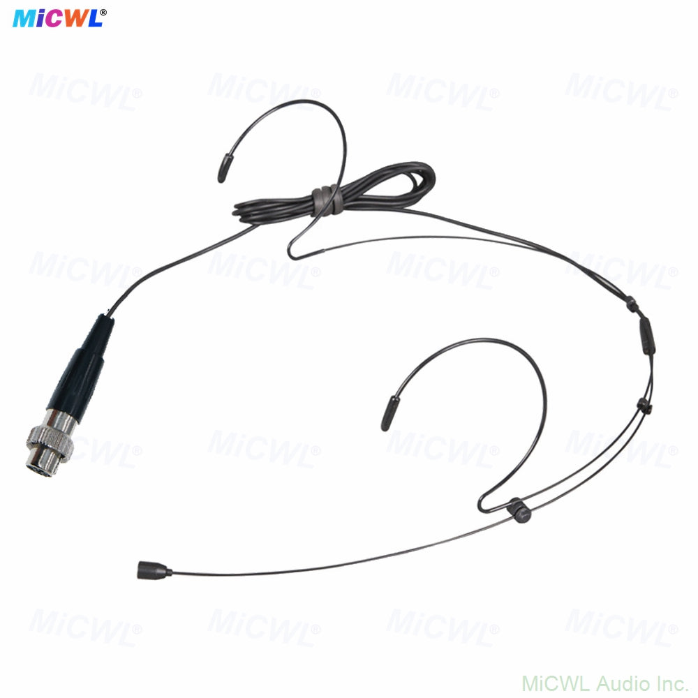 MiCWL B40 Black Dual Ear‑Hook Headset Microphone for MIPRO Wireless Bodypack Transmitter – Mini TA4F 4‑Pin Lock