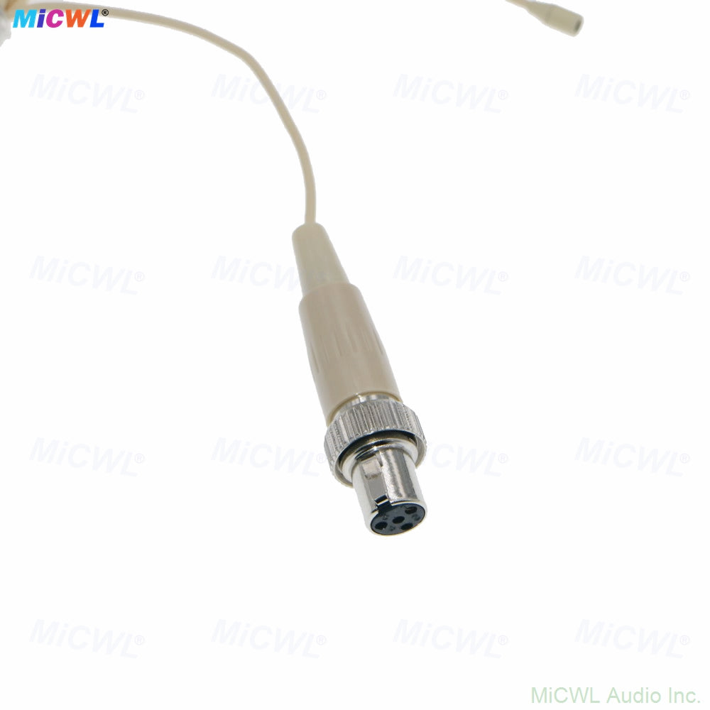 MiCWL B40 Beige Dual Ear‑Hook Headset Microphone for MIPRO Wireless Bodypack Transmitter – Mini TA4F 4‑Pin Lock