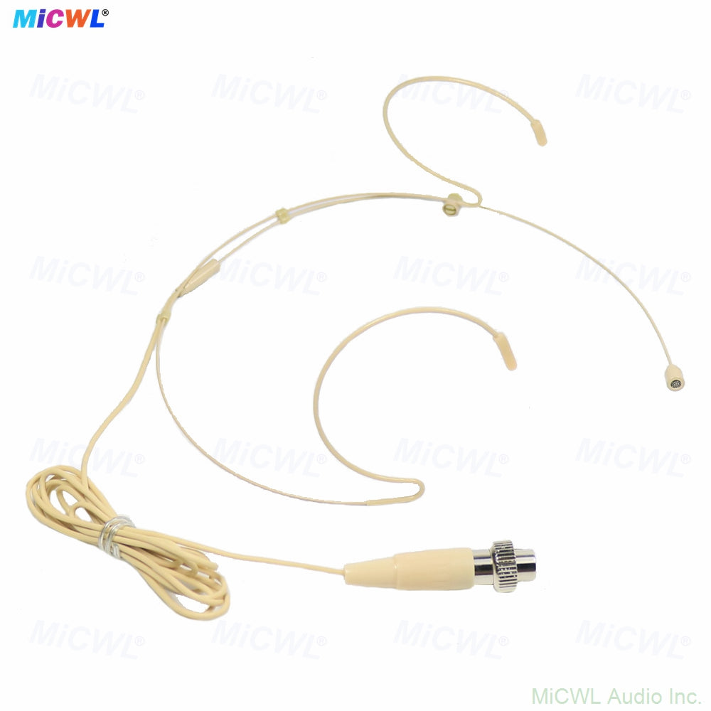 MiCWL B40 Beige Dual Ear‑Hook Headset Microphone for MIPRO Wireless Bodypack Transmitter – Mini TA4F 4‑Pin Lock