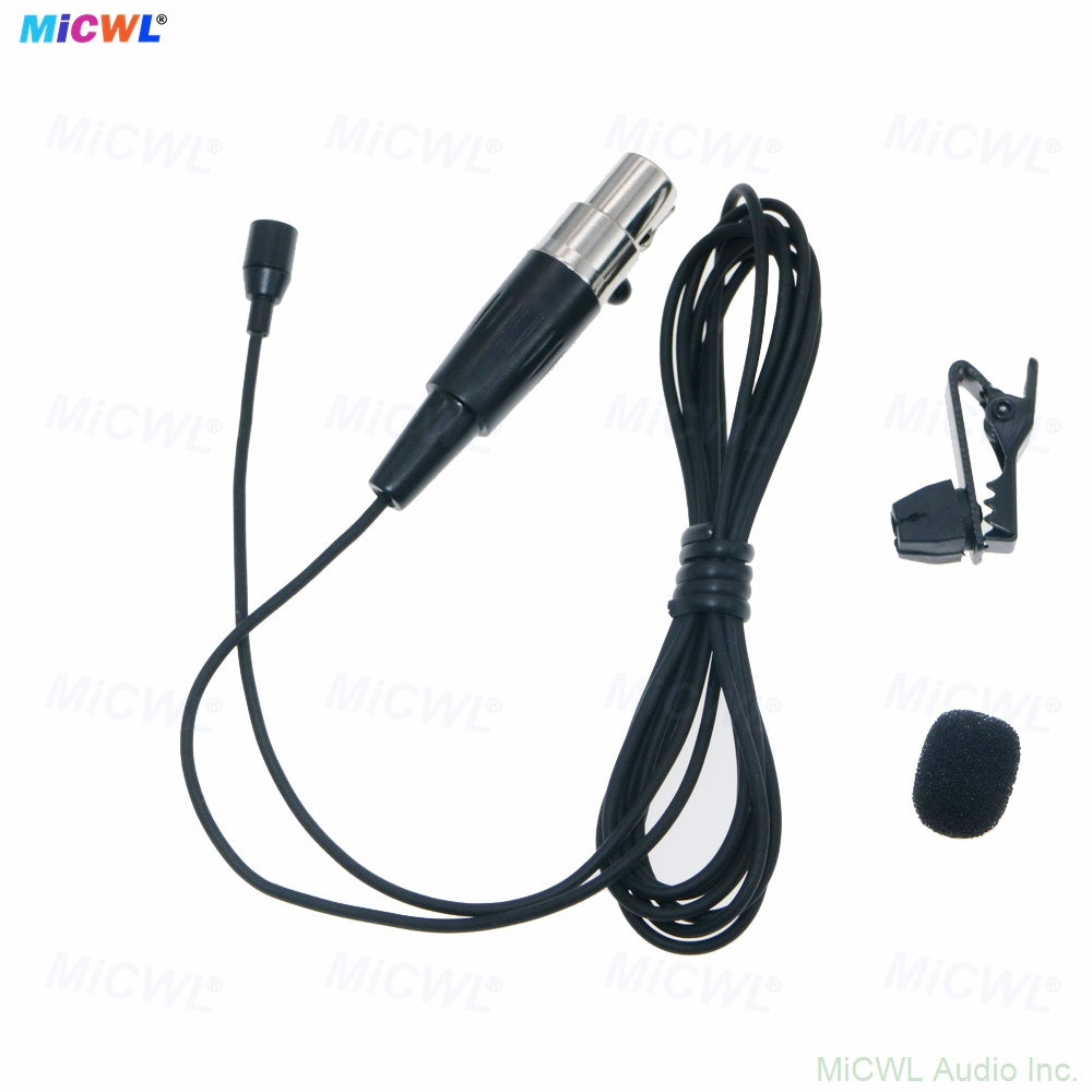 MiCWL L320 Omnidirectional Lavalier Microphone for Shure Bodypack – TA4F Mini XLR, Black Lapel Mic with Windscreen