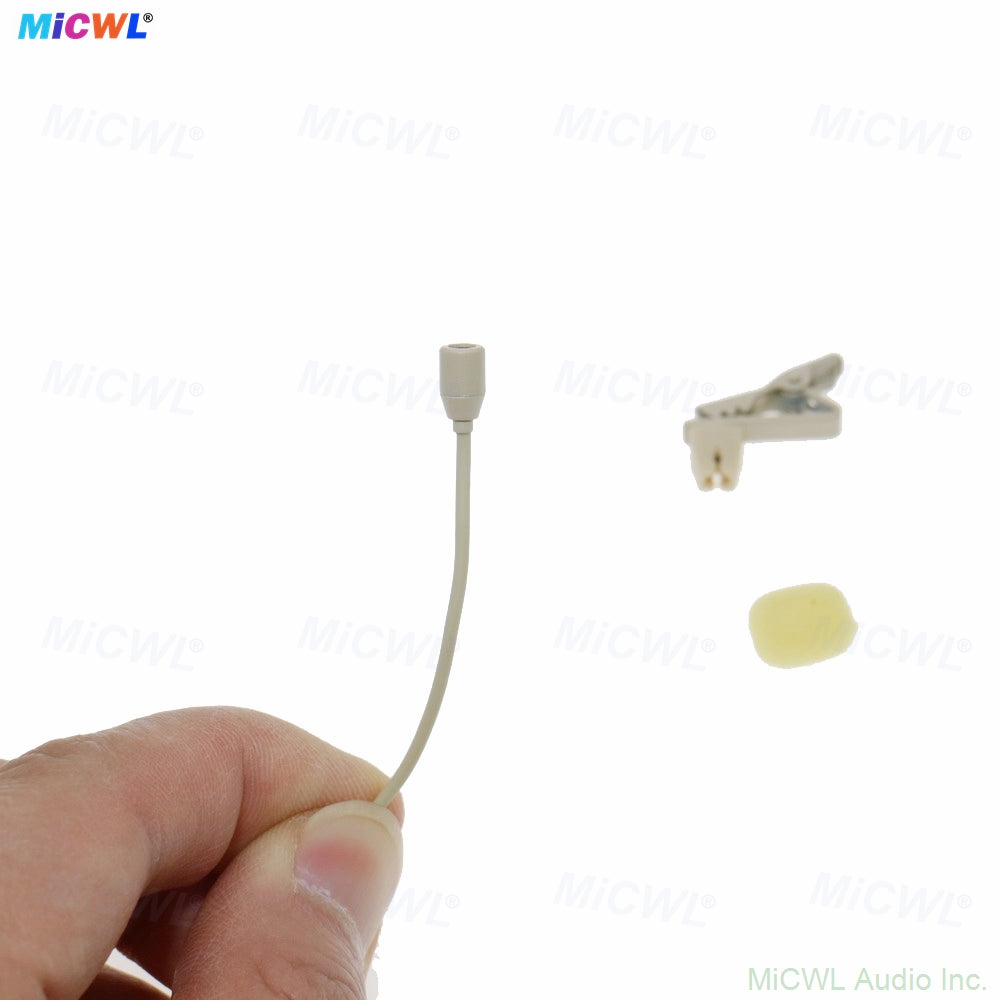 MiCWL L320 Omnidirectional Lavalier Microphone for Sennheiser Bodypack – 3.5mm Locking, Beige Lapel Mic with Windscreen