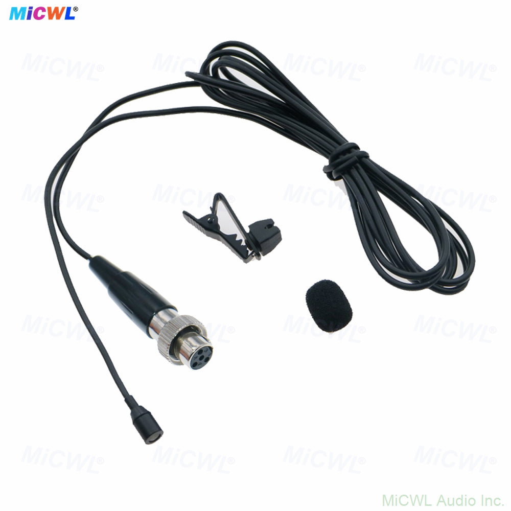 MiCWL L320 Lavalier Microphone for MiPro Bodypack – TA4F 4-Pin Lock, Black Lapel Mic with Windscreen