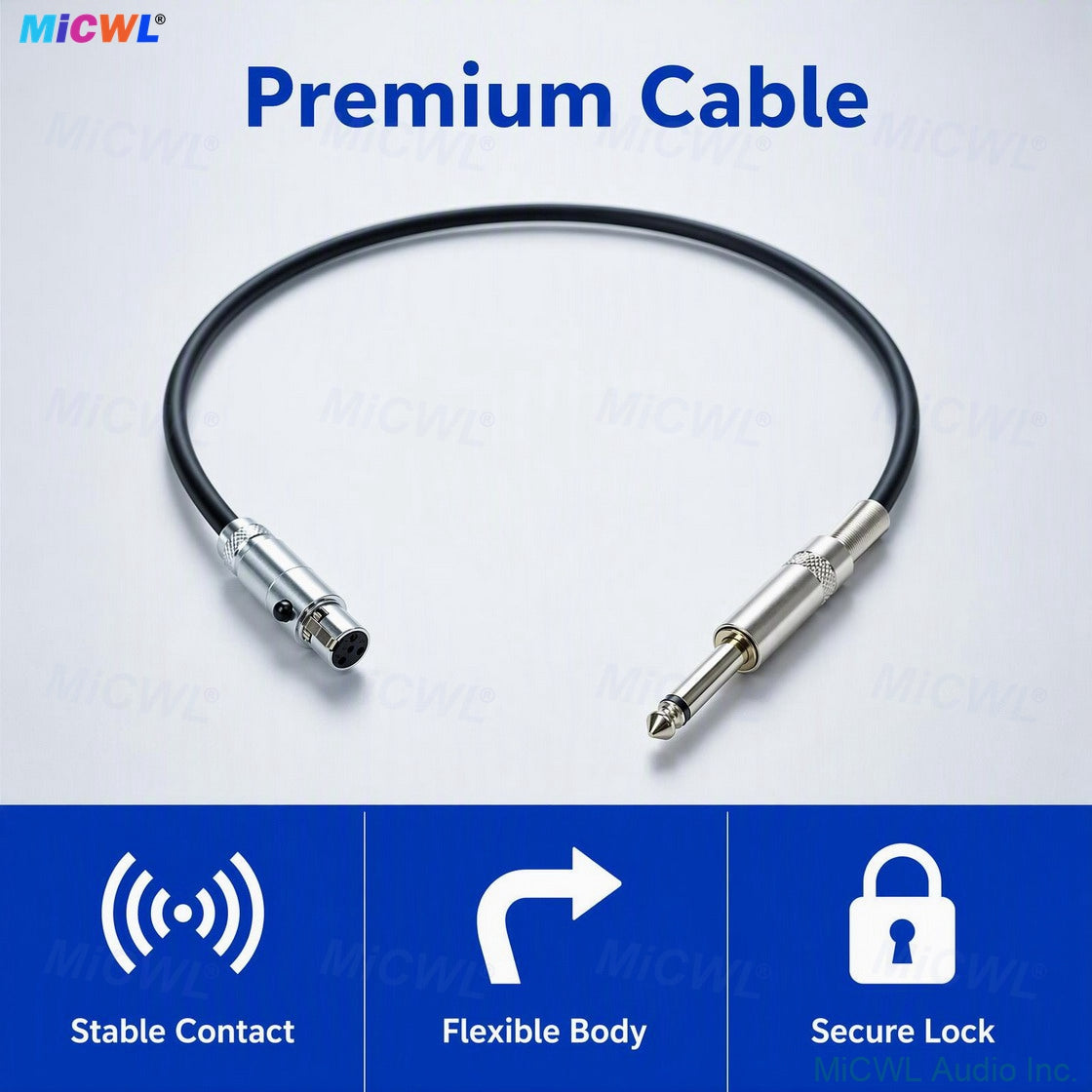 Premium Guitar Cable For Shure Mini TA4F to 1/4" Connector WA302