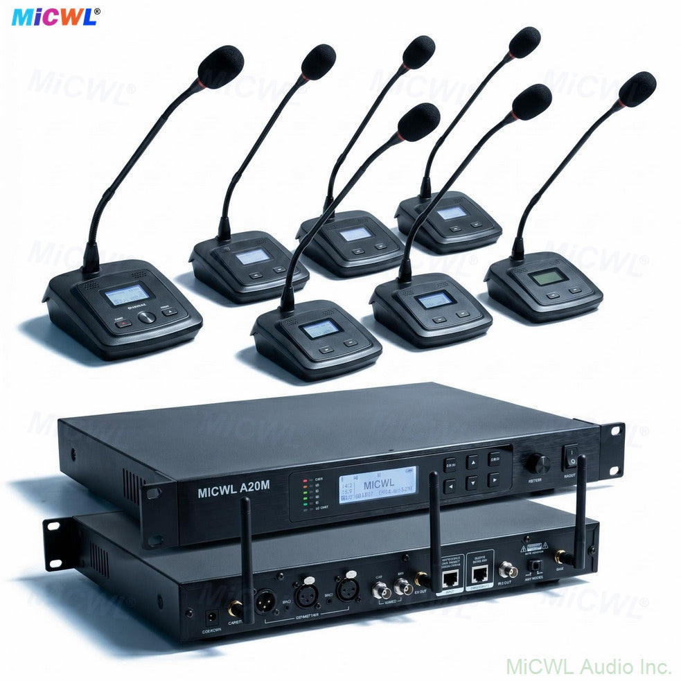 Pro A10M-A116 Digital Wireless Conference System with 12 Gooseneck Microphone For Government Boardroom Classroom Can Expandable to 300Pcs