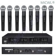 MICWL 2038 Professional 8 Handheld DJ Karaoke Sing Wireless Microphones System UHF fixed-frequency