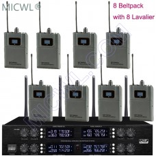 MICWL AD3880 UHF 400 Channel Wireless Microphone System 8 Lavalier Mics