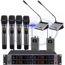 MiCWL 8 Channel Digital Microphones System 4 Handheld 2 Desktop Gooseneck 2 BeltPack Lapel MXC800