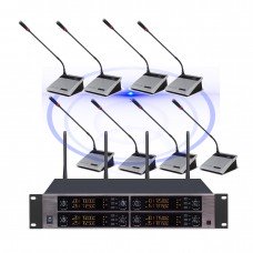 MiCWL MXC800 8 Channel Adjustable UHF Large Conference Digital Wireless Microphone System 8 Desktop Gooseneck