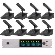 MiCWL D3700 8 Channel Conference Digital Wireless Microphone System 8 Desktop Gooseneck Adjustable Frequency