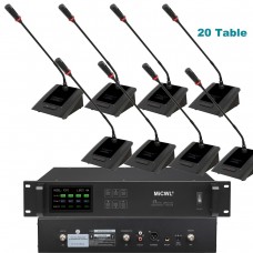 MiCWL 20 Table Digital Wireless Microphone Conference System 1 President 19 Delegate 360 Degrees Adjustment Gooseneck Desk Mic