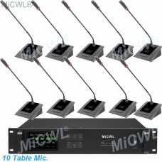 MiCWL 10pcs Gooseneck Table Wireless Conference Microphone System for Meeting Room A10M-A116