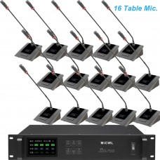 MiCWL A10M Series 16 Gooseneck Desktop Digital Wireless Audio Conference Microphone System 1 President 15 Delegate High-end Mics