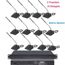 MICWL 20 Desktop Digital Wired Conference Microphones System 2 President 18 Delegate Unit A350-A17 Built-in Speaker