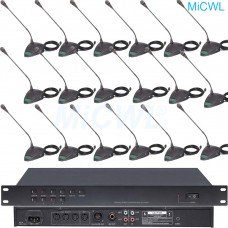 MICWL Built-in speaker Digital Conference Meeting Wired 10 Microphone System A350M-A06 and spare 15pcs 10m Cable
