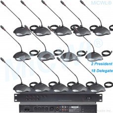 MICWL 20 Table Digital Wired Conference Microphones System 2 President 18 Delegate Unit A350-A01 Built-in speaker