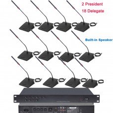 MICWL 20 Desktop Digital Wired Conference Microphones System 2 President 18 Delegate Unit A350-A17 Built-in Speaker