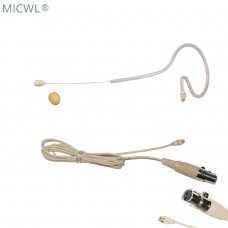 Beige Detachable Single ear Headworn Omnidirectional Condenser Microphone For AKG / Samson Wireless Headset Mic 