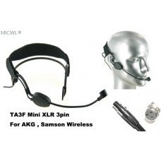 Black ME3 Headset Condenser Microphones For AKG Samson Wireless Bodypack Transmitter