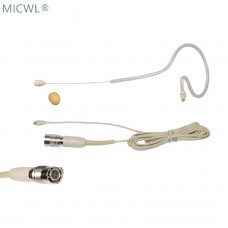 Beige Detachable Type ear Hook Head Headset Omnidirectional Condenser Microphone Mic For Audio-Technica Wireless