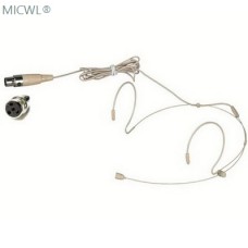 MICWL Beige Dual ear Hook Headset Microphone for Shure Wireless Headworn Mic System