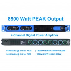 Advanced MiCWL 4 Channel 6400 Watts Digital Power Amplifier Stage Home Studio Karaoke D-Class AMP D8400-Blue